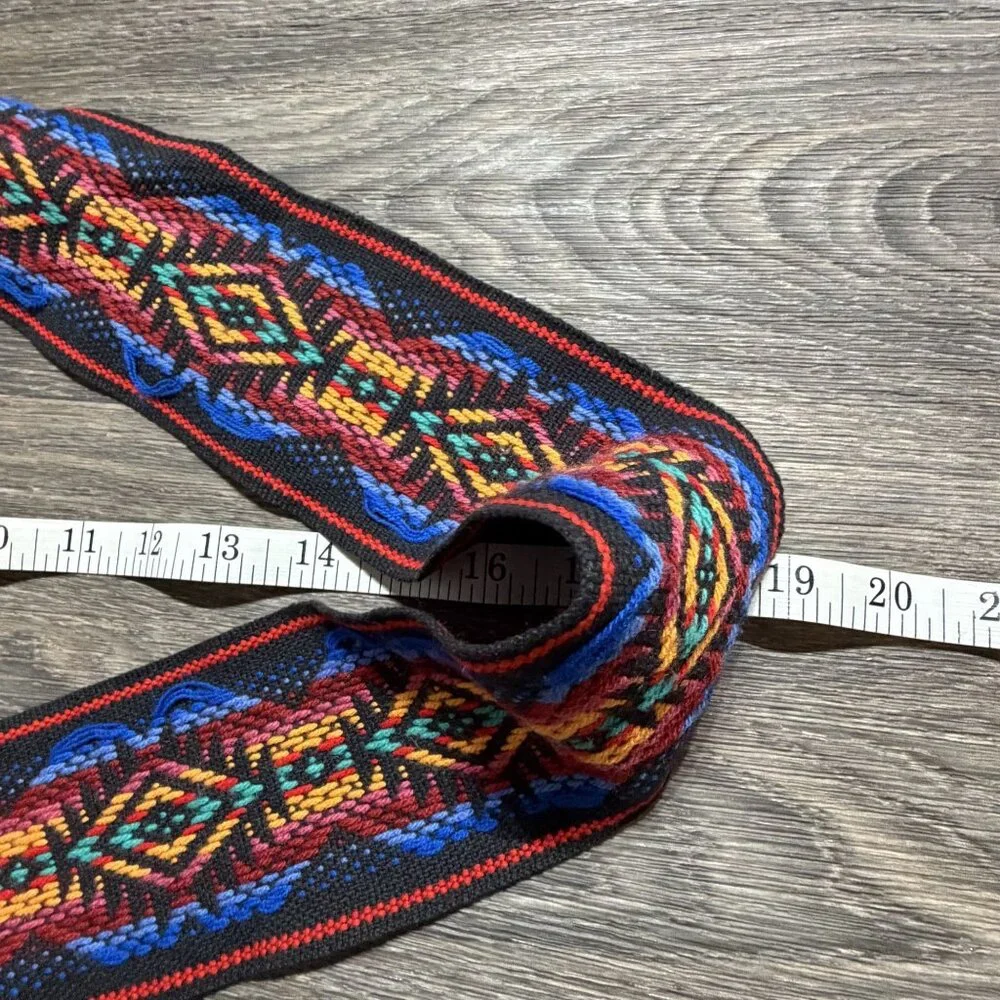 Multicolor Woven Bag Nepal Fish Motif PomPom Bohemian Grunge Festival 90s VTG